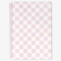 A4 notebook with pink checkered plastic cover