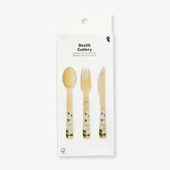 Bamboo cutlery with flowers - For 4 persons