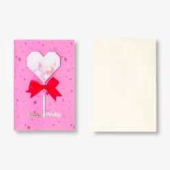 Birthday card - Heart wand with ribbon