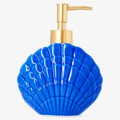 Blue ceramic seashell soap dispenser
