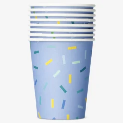 Blue confetti paper cups - 8 pcs