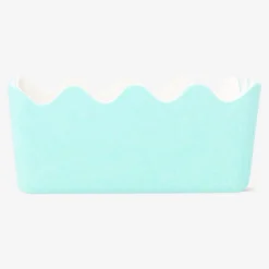 Blue felt storage basket with scalloped edges - 15x20 cm