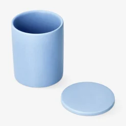 Blue organiser jar for cotton pads