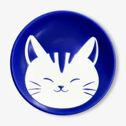 Blue plate with cat design - 10 cm