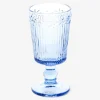 Blue wine glass with embossed flowers - 250 ml