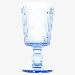 Blue wine glass with embossed flowers - 250 ml