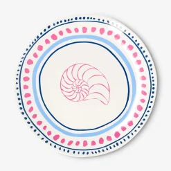 Ceramic plate with dots and seashell - 20 cm