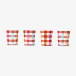 Chequered picnic cups - 4 pcs