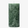 Dark Green Rustic Pillar Candle - 12 cm