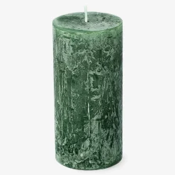 Dark Green Rustic Pillar Candle - 12 cm