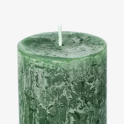 Dark Green Rustic Pillar Candle - 12 cm