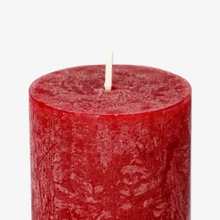 Dark Red Rustic Pillar Candle - 12 cm