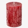 Dark Red Rustic Pillar Candle - 8 cm