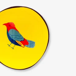 Decorative coconut bowl with hand-painted bird - 13 cm