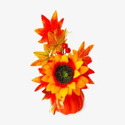 Decorative flower - Pumpkin and sunflower decoration - 20 cm
