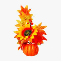 Decorative flower - Pumpkin and sunflower decoration - 20 cm