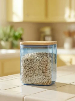 Designer Collection - Blue glass storage container with lid - 1,1 L