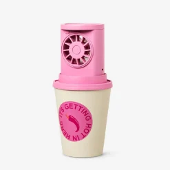 Desktop fan as coffee cup