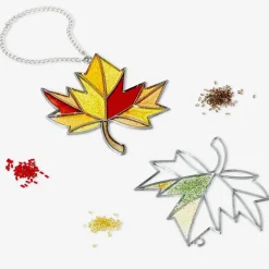 DIY stained glass autumn leaves decoration for hanging - 2 pcs