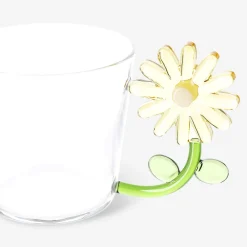 Drinking glass with yellow flower handle - 230 ml