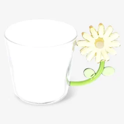 Drinking glass with yellow flower handle - 230 ml