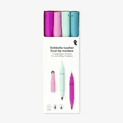 Dual tip markers with stamps - 4 pcs