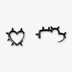 Earrings - Black studded hearts