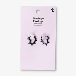 Earrings - Black studded hearts