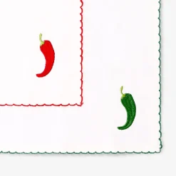 Fabric napkins with embroidered chillies - 2 pcs