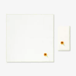 Fabric napkins with embroidered sunflowers - 2 pcs