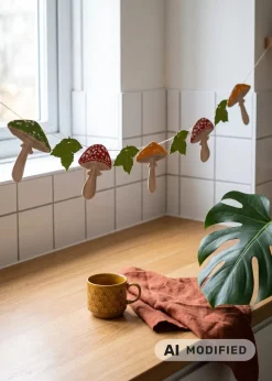 Felt mushroom garland - 200 cm
