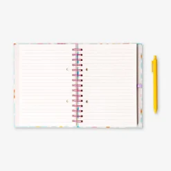 Floral notebook with page markers and pen