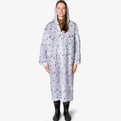 Floral rain coat with pouch for adults - Size L/XL