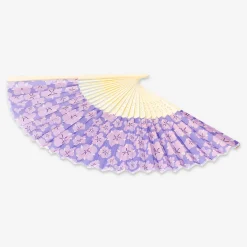 Foldable bamboo fan - Purple flowers