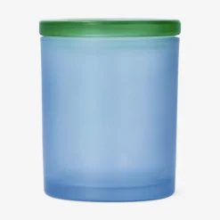 Frosted blue glass decorative jar