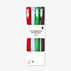 Gel ink pens with penguin toppers - 4 pcs