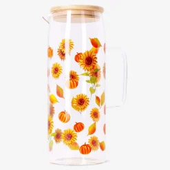 Glass jug with sunflower print - 1,15 L