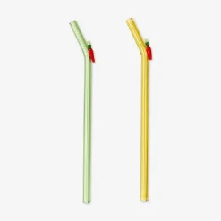 Glass straws with chilli decorations - 2 pcs