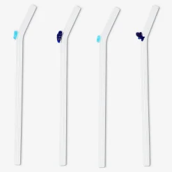 Glass straws with fish and seashell decorations - 4 pcs