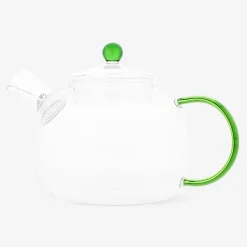 Glass tea pot with coloured handle - 400 ml