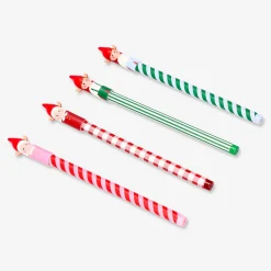 Glitter gel pens with elf toppers - 4 pcs
