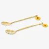 Gold dessert spoons with sunflower toppers - 2 pcs