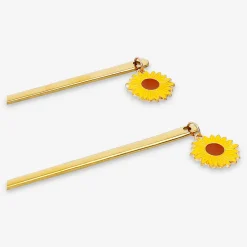 Gold dessert spoons with sunflower toppers - 2 pcs