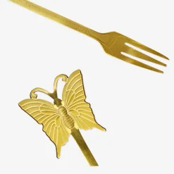 Gold snack forks with butterflies - 2 pcs