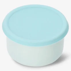 Green ceramic food container with silicone lid - 11 cm