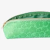 Green pencil case with flowers