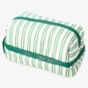 Green striped toiletry bag