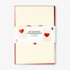 Greetings cards - Red hearts - 5 pcs