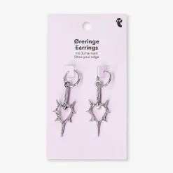 Hanging earrings - Spiky silver hearts