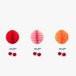 Honeycomb paper cherries - 3 pcs